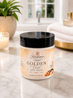                         Golden Veil

Profile:
A sensual amber-vanilla skin scent layered with cashmere cream and soft musk. Warm, velvety, and sophisticated with just a whisper of sweetness.

Vibe:
Luxury • Sexy • Expensive skin • Date night.

Scent Notes:
Top: Warm amber glow
Middle: Cashmere cream, vanilla musk
Base: Soft resin, silky vanilla
